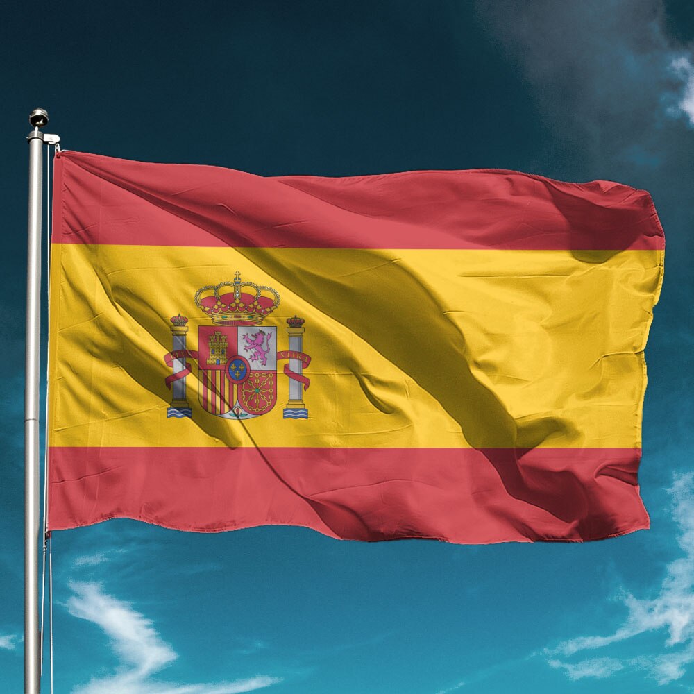 스페인 국기 방수 국가 보류 배너 플라잉 야외 장식, 정원 장식, 벽 배경, 상태 응원, 유리